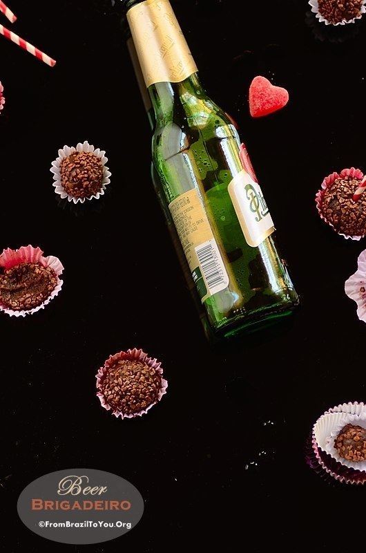 Brigadeiros with a champagne bottle