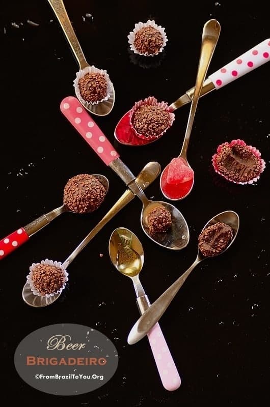 Multiple brigadeiros on serving spoons