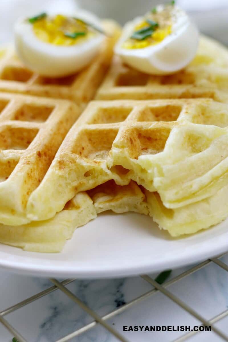 waffles bitten on a plate 