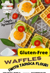 gluten-free waffles with fried eggs, tomatoes and herbs