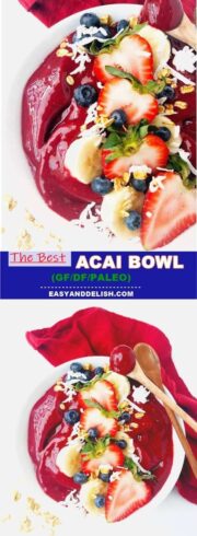 close up of acai bowl or acai na tigela