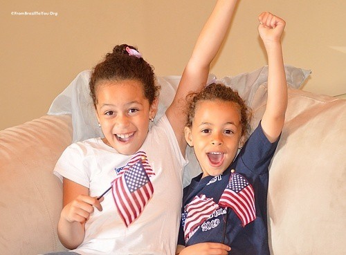 My children cheering for their American soccer team...
