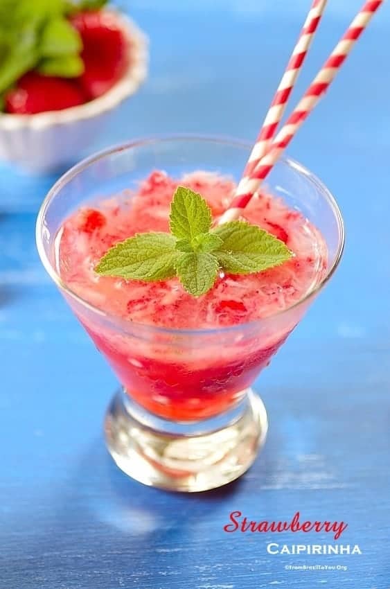 Strawberry Caipirinha in a glass