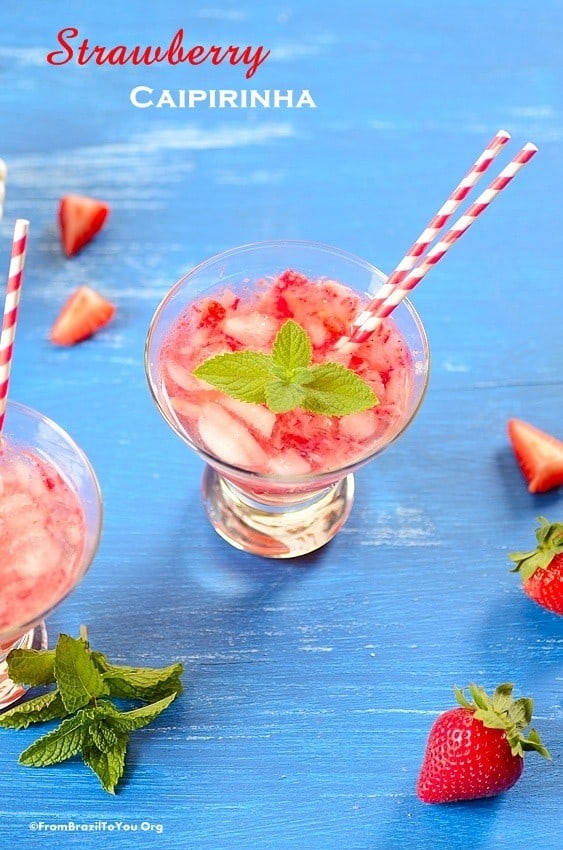 Strawberry Caipirinha and fruit on the side