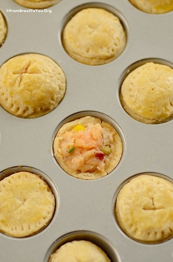 mini pot pies in a mini muffin tin