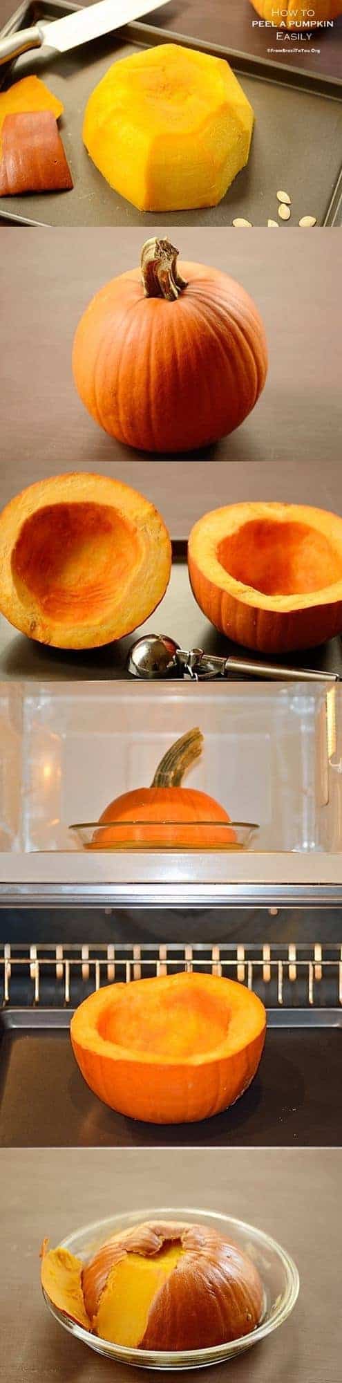 Peeling a pumpkin easily for cooking