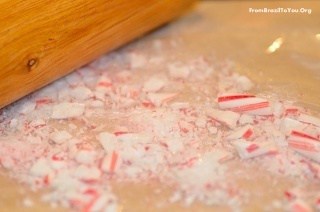 candy canes crushed with a rolling pin