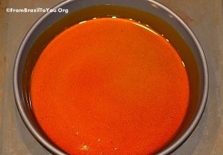 Caramel coating the bottom of a pan