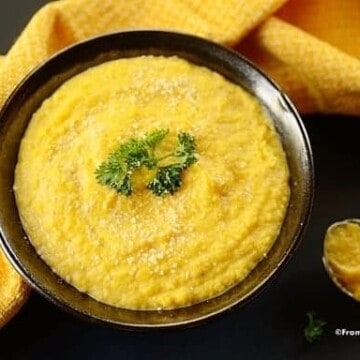 Mashed pumpkin in a bowl