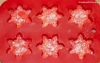 melted red candy melts molded into a star shape