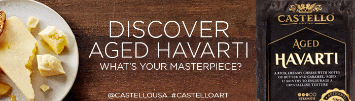 An advertisement for cheese that says \"Discover aged Havarti : It\'s Your Masterpiece\"
