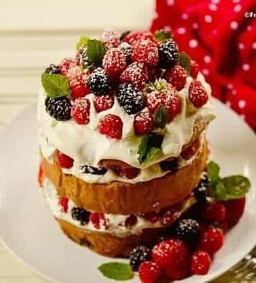 Panettone Shortcake on a white plate