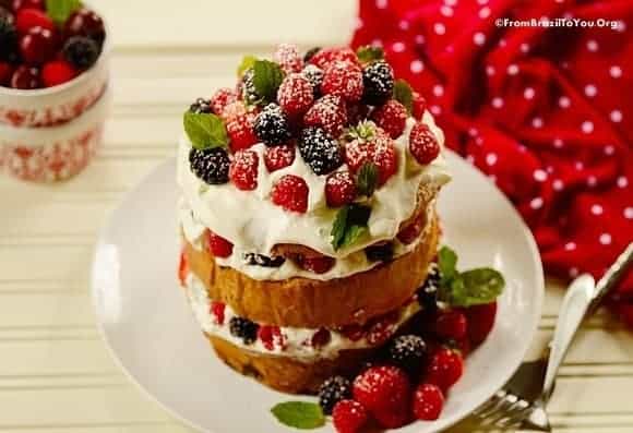 Panettone Shortcake on a white plate