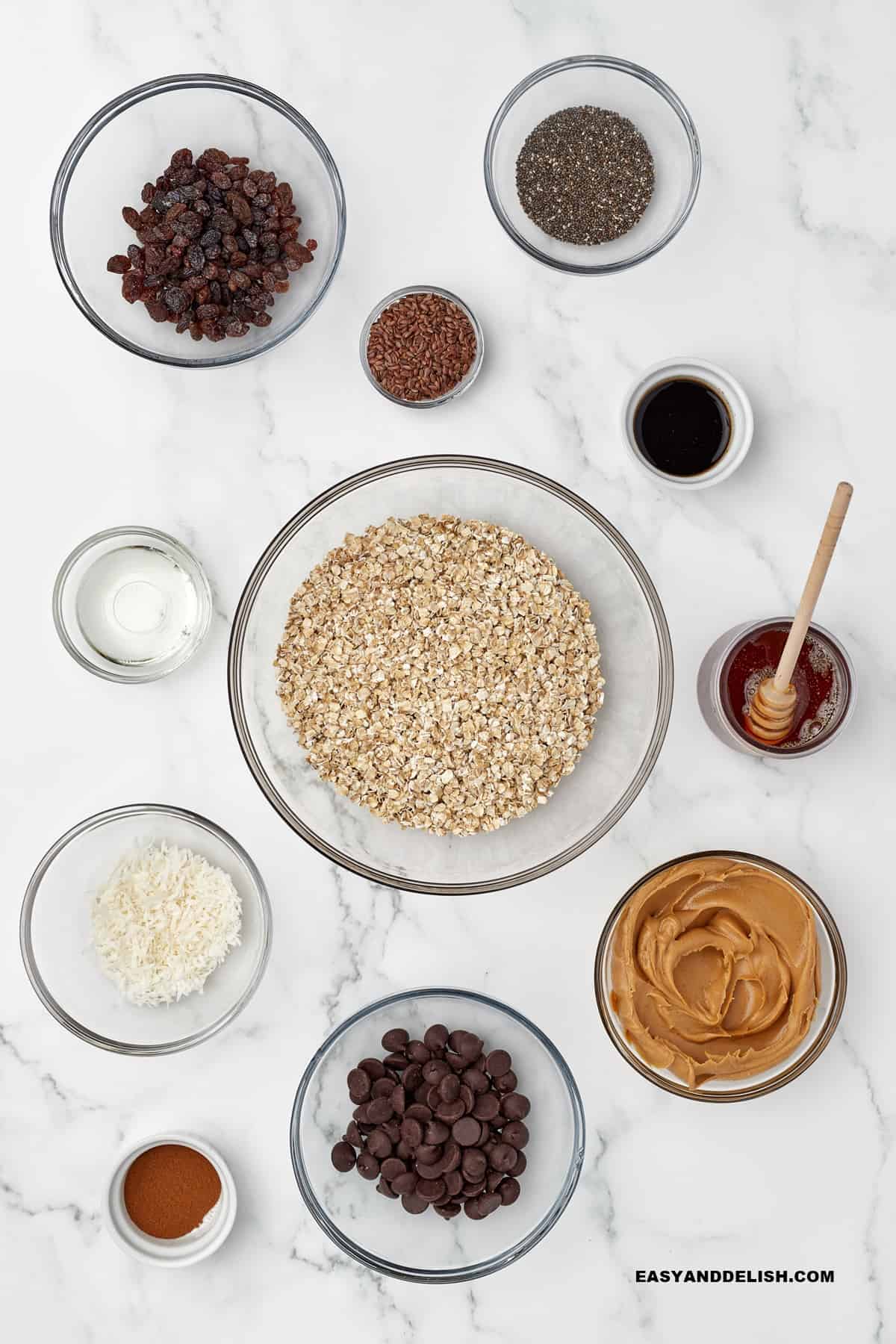 recipe ingredients over a table.