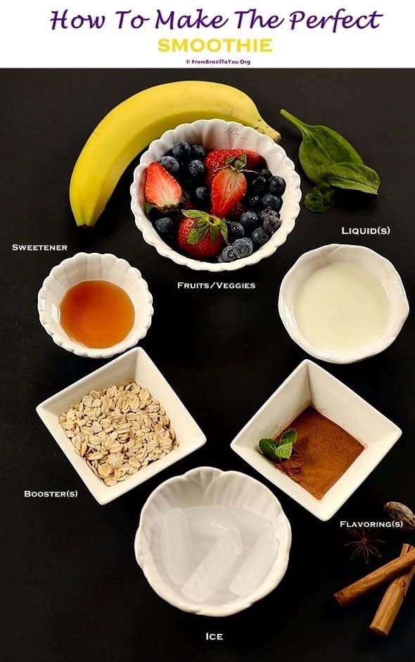 ingredients for how to make the perfect smoothie