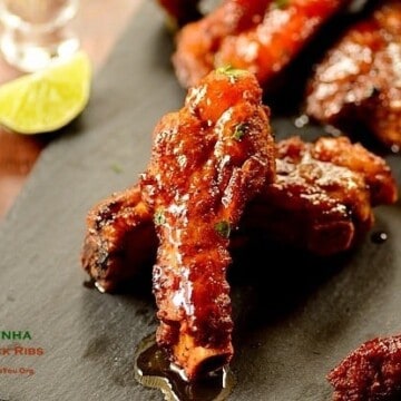 Caipirinha Baby Back Ribs on a serving board