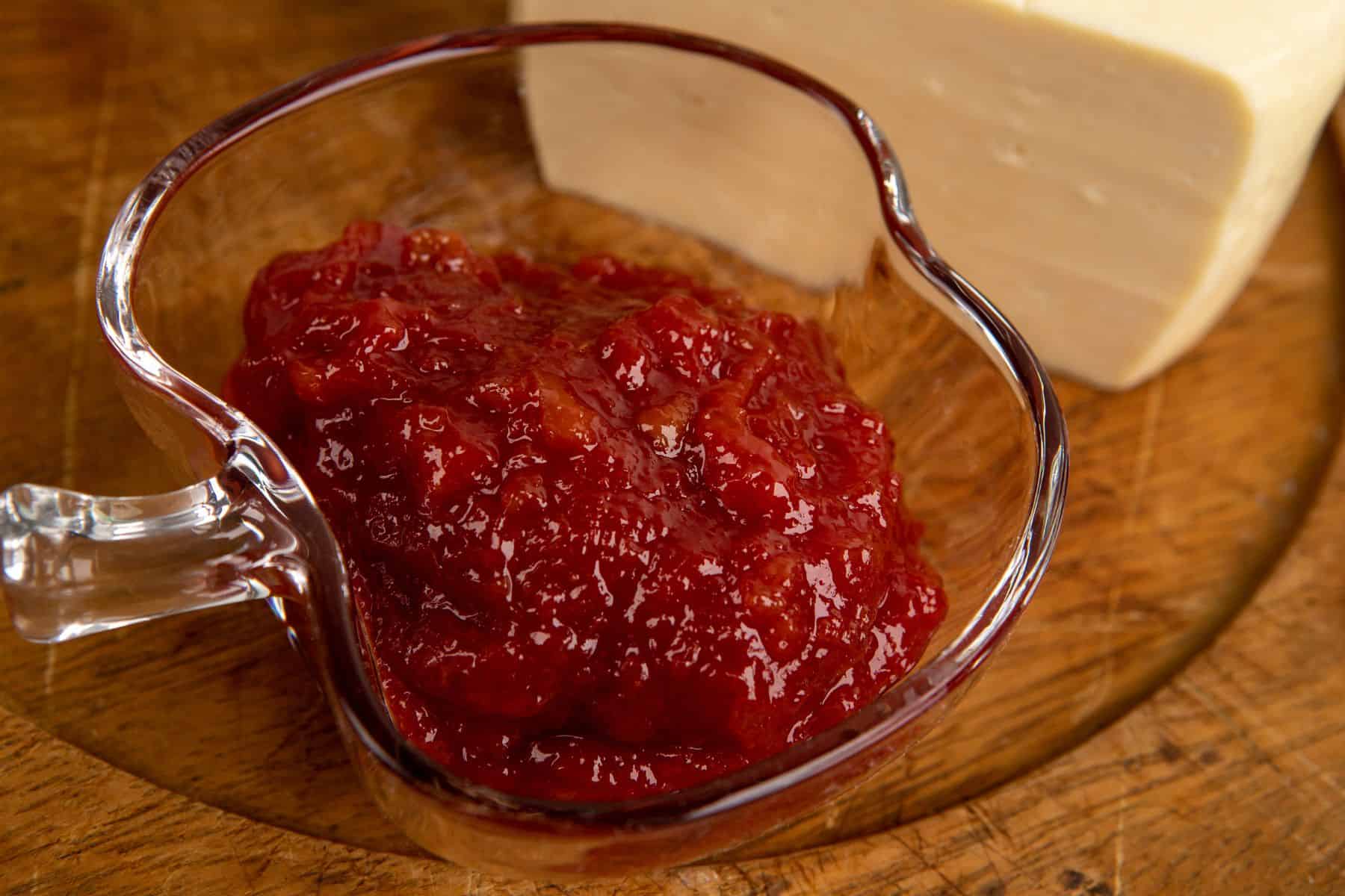 Melted guava paste in a small pyrex.