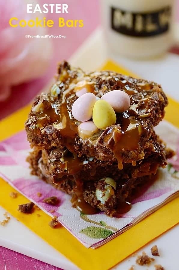 Closeup of Easy Easter Mini Egg Cookie Bars.