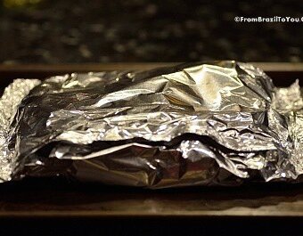 wrapped baby potatoes in aluminum foil