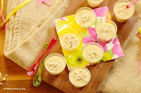 pacoca peanut mousse cups with two spoons