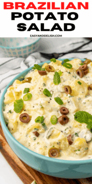 close up of Brazilian potato salad with mayo