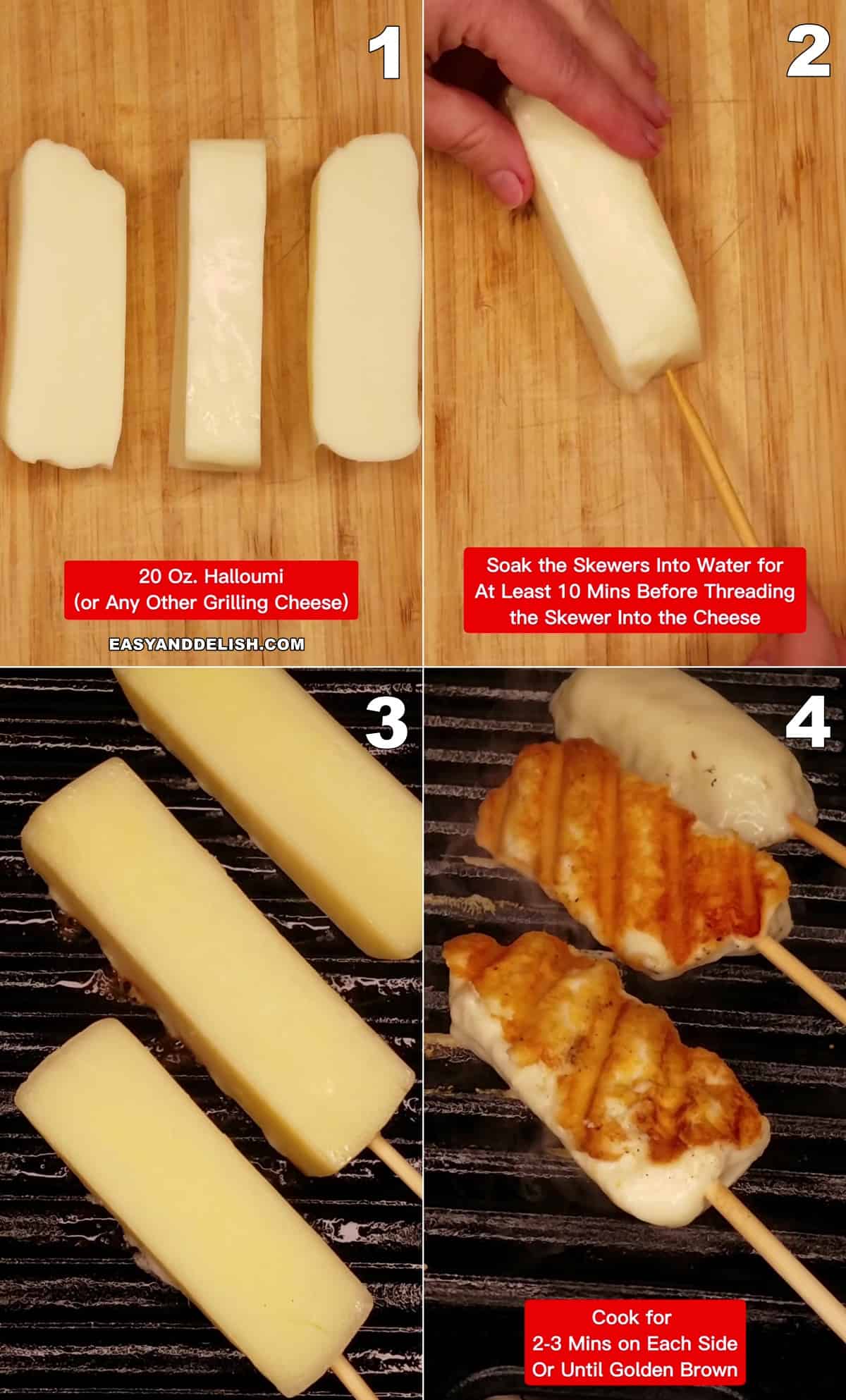 step by step direction on a how to grill cheese on a stickt