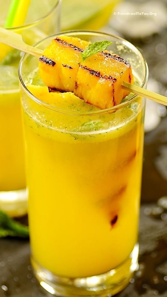 Sparkling Pineapple Mint Juice with Grilled Pineapple Easy and Delish