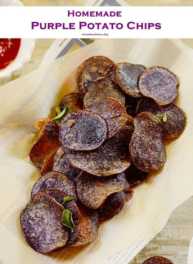 A basket of purple potato chips