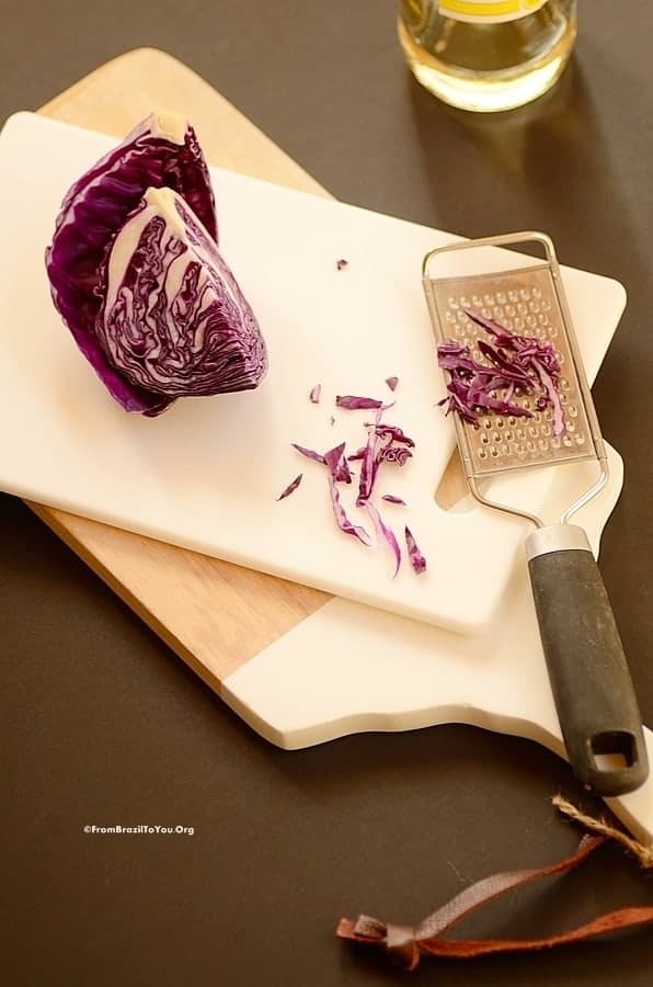 shredding purple cabbage