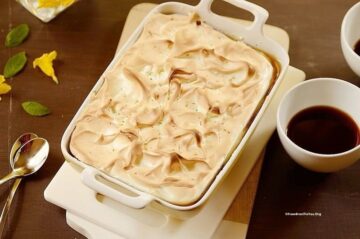 closeup of crustless-banana-meringue-pie