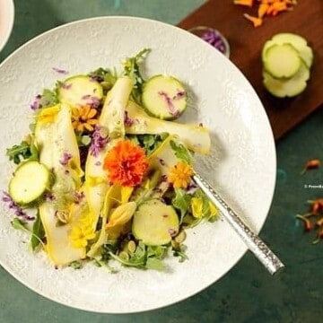 Fall salad with edible flowers