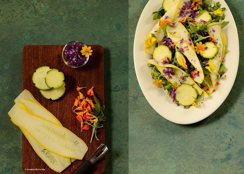 A plate of salad on a table