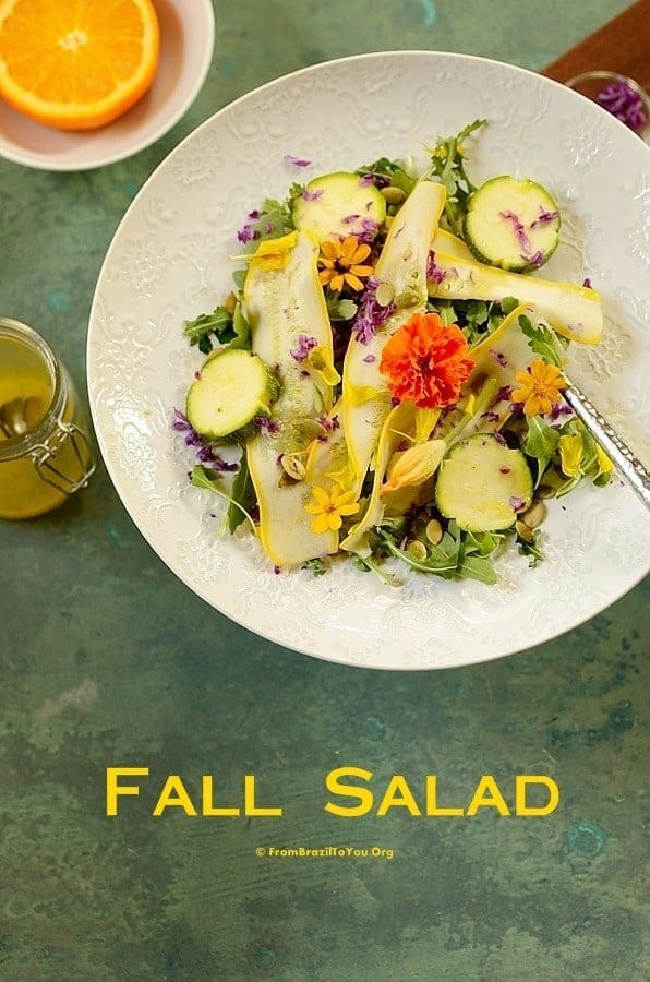 A plate of salad on a table