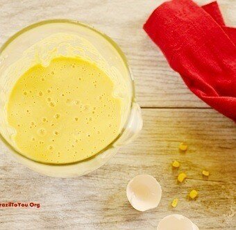 Blending ingredients for the creamy corn gratin