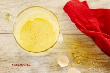 Blending ingredients for the creamy corn gratin