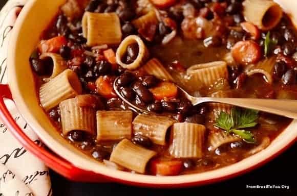A list of 50 easy Brazilian recipes to must try including healthy and indulgent dishes that will make your mouth water. All ingredients are available in local supermarkets. Brazilian minestrone soup in a bowl