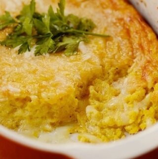 A plate of creamy corn gratin