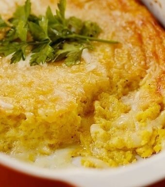 A plate of creamy corn gratin