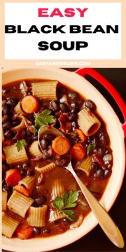 a bowl of spicy and easy black beans soup.