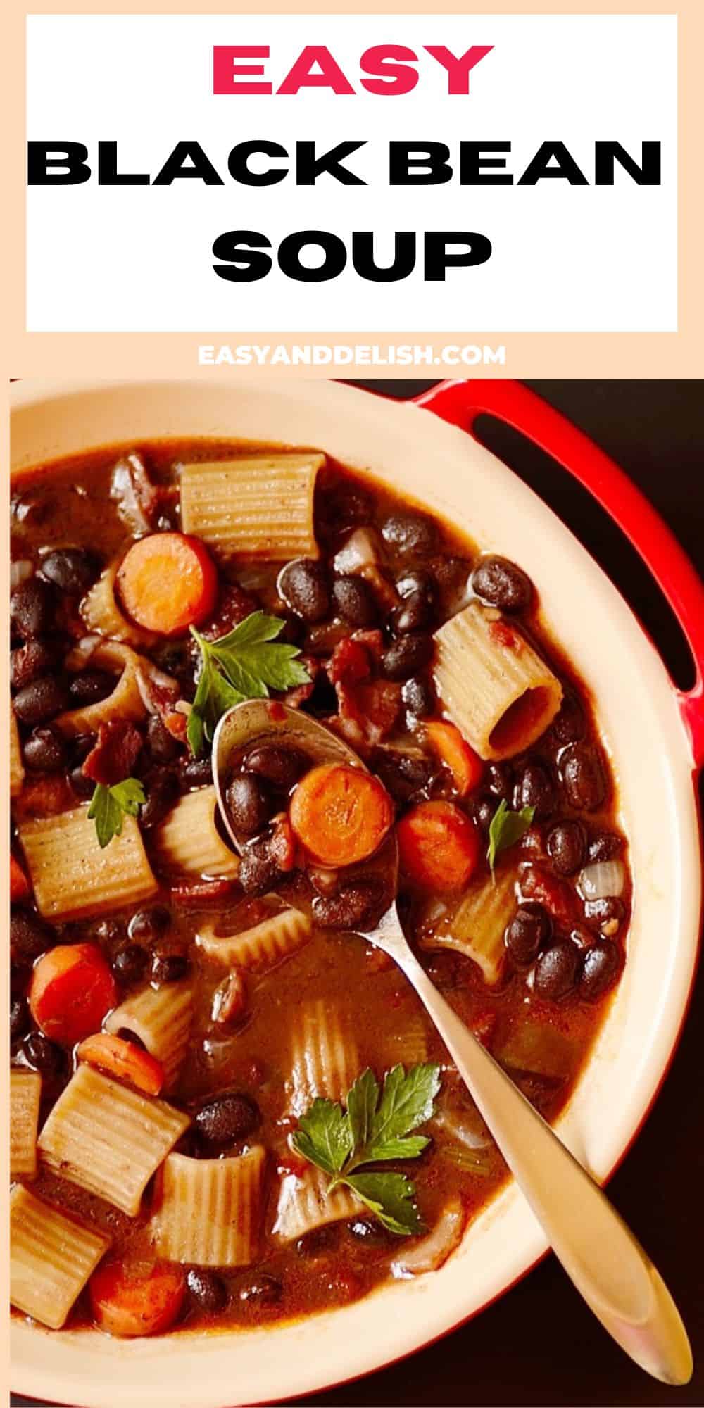 a bowl of spicy and easy black beans soup.