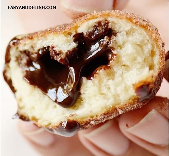Fried dumpling filled with molten chocolate. 