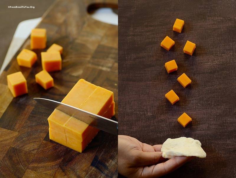 Cutting cheese and filling for making cheese rolls...