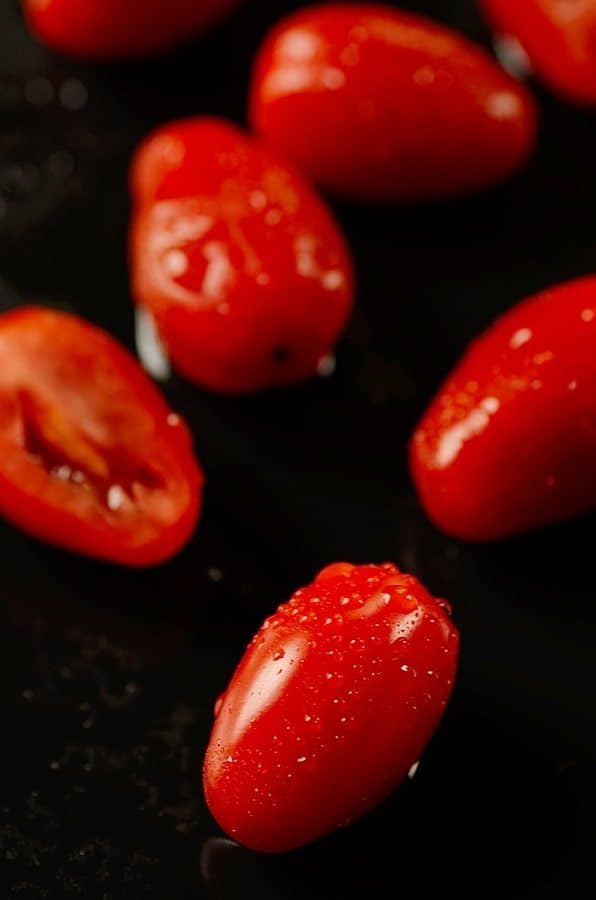 A close up of grape tomatoes