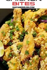 close up image of crispy fried chicken bites