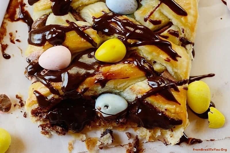 closeup of a chocolate easter dessert