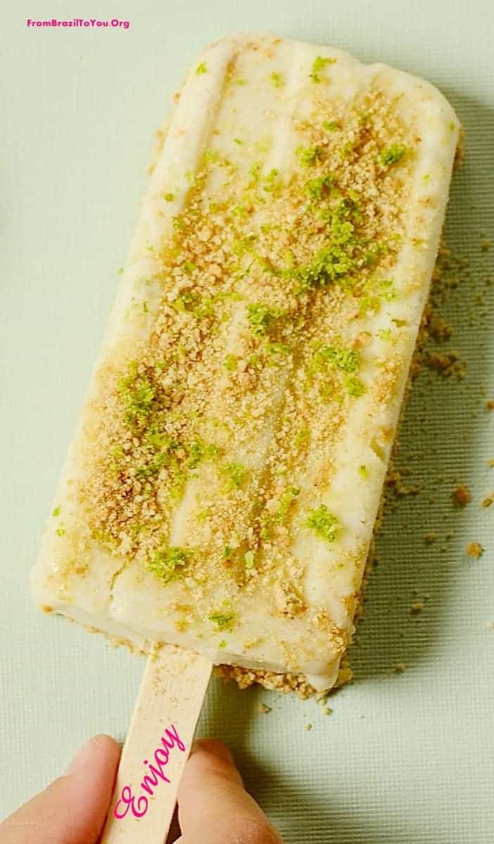 closeup of a popsicle with cookie dust