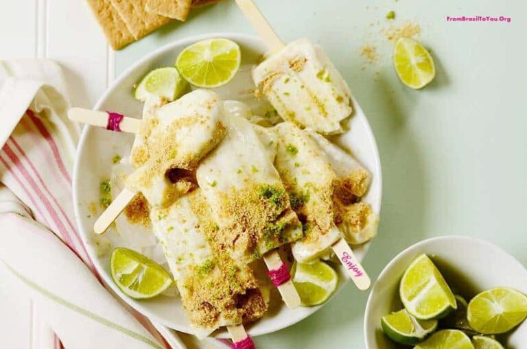 A plate of several lime popsicles