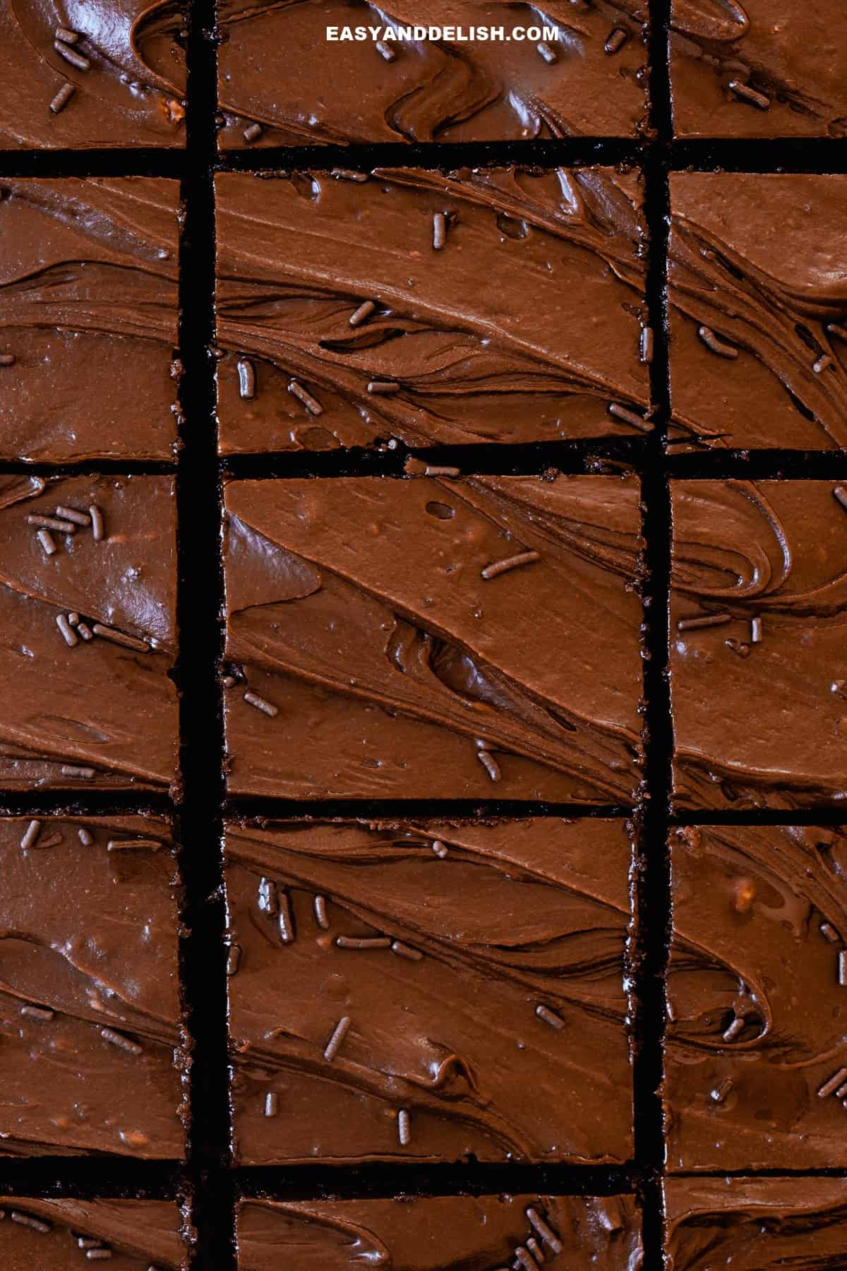 close up de fatias de bolo nega maluca em uma forma retangular