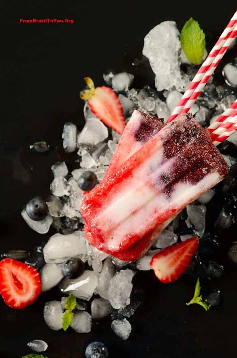 Patriotic Fruit Popsicles -- Berry Coconut Yogurt Popsicles