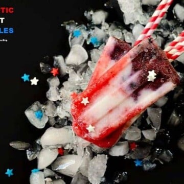red, white, and blue popsicles with chips of ice
